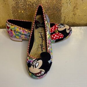 Disney Irregular Choice “Why Hello”Mickey and Minnie Mouse Floral Flats